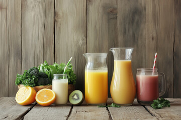 Fototapeta premium Healthy food, vegetable and fruit menu helps detoxify the body for good health. It is a menu for people who control their weight and love their health. Food health vegan concept. Food dinner.