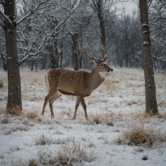 deer in the snow