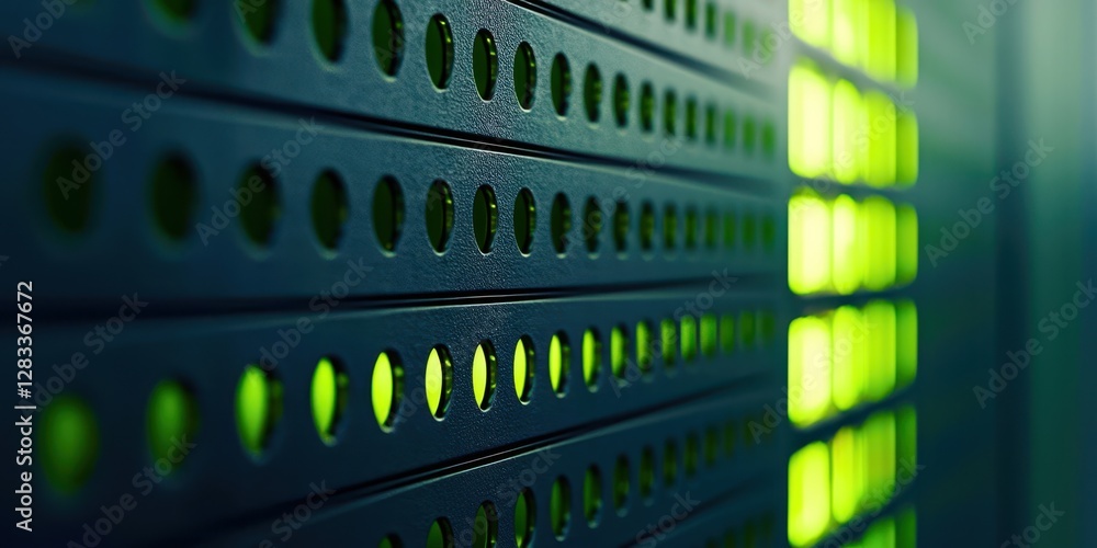 Aufkleber green and black computer monitor with a grid of green dots