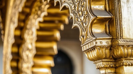 Fototapeta premium Intricate Gold Carving in Architectural Design and Detail