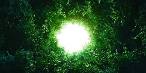 Green forest with a white circle in the middle