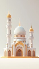 A beautiful detailed depiction of a white and gold mosque