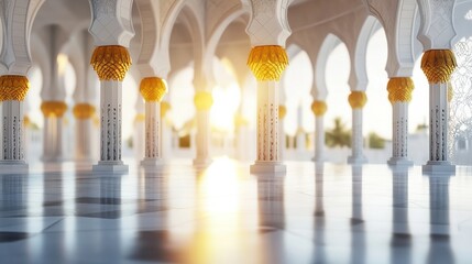 Majestic Architectural Interior with Elegant Columns and Soft Light