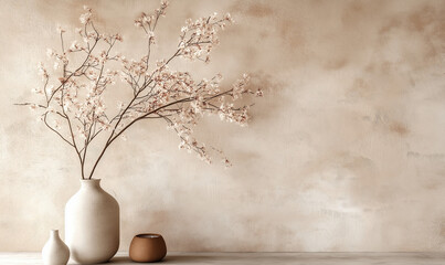 Elegant wall featuring a textured cement finish in warm beige, offering versatile modern industrial appeal