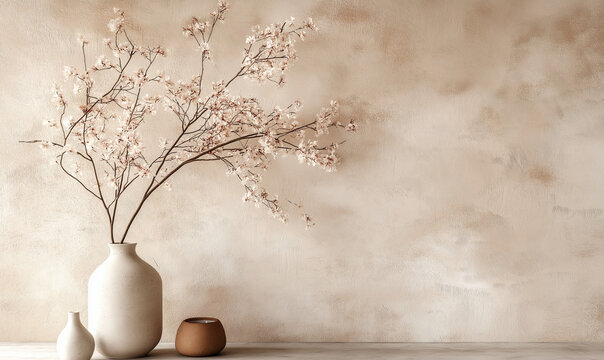 Elegant wall featuring a textured cement finish in warm beige, offering versatile modern industrial appeal