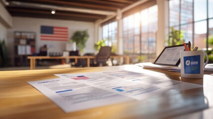 Election rule document on a desk in a clean, minimalist office. Featuring clear voter guidelines