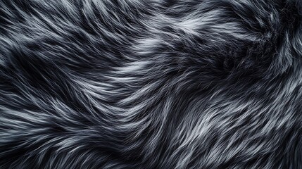 Fototapeta premium A detailed close-up of ombre fur transitioning from charcoal gray to ash tones, intricate strands catching the light, smooth textures arranged in natural curves, soft lighting creating depth,