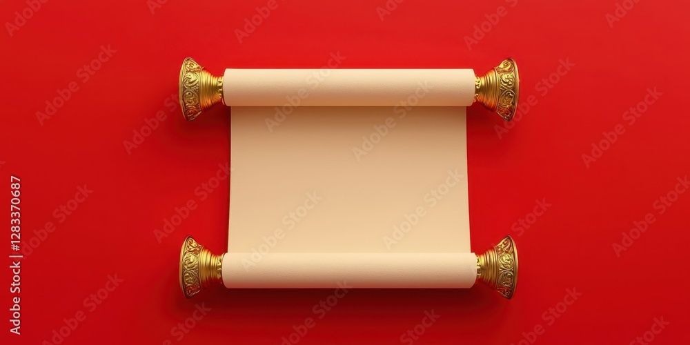 Poster scroll with a blank piece of paper on it