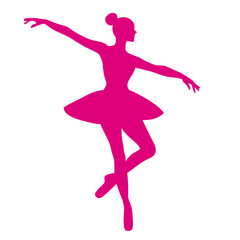 Pink Silhouette of a Ballerina in a Graceful Pose – Minimalist Dance Illustration