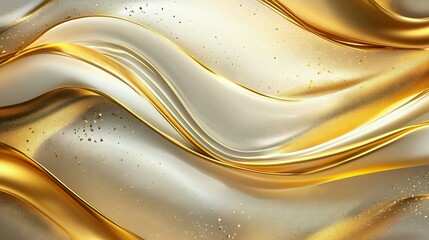 Elegant gold and silver wave background with fluid textures and sparkling accents, perfect for luxury themes and modern design.