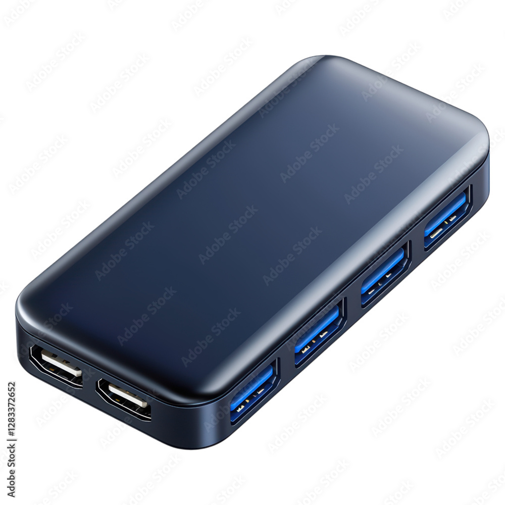 Poster usb c multi port docking station with multiple, it gadget, isolated on transparent background