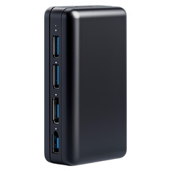 Portable USB C multi port docking station , IT Gadget, isolated on transparent background