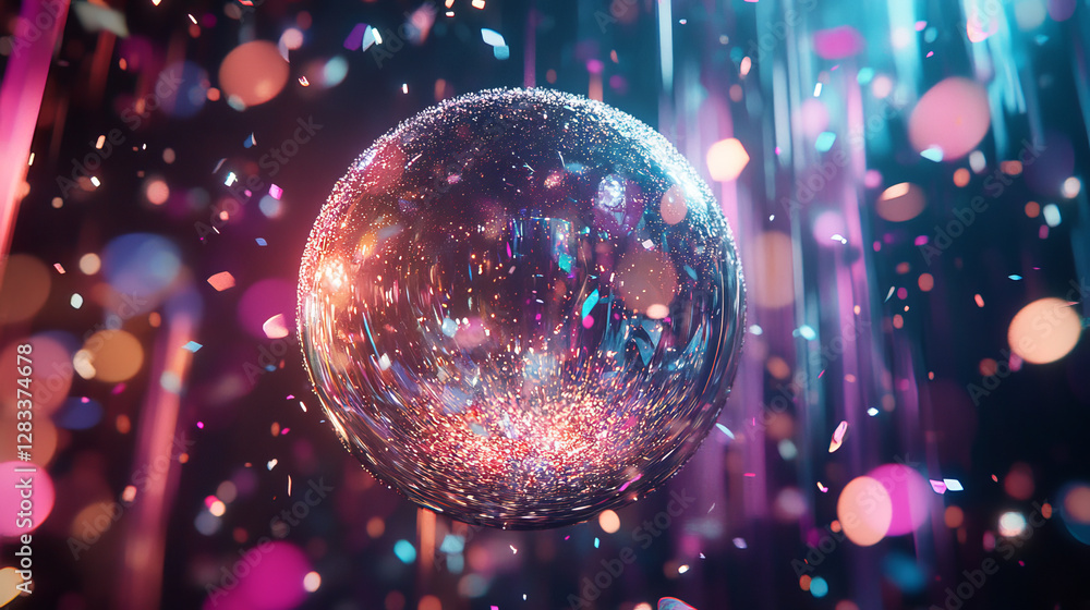 Poster exploding festive firecracker/scatter confetti/sphere explodes/vector celebratory background/explodi