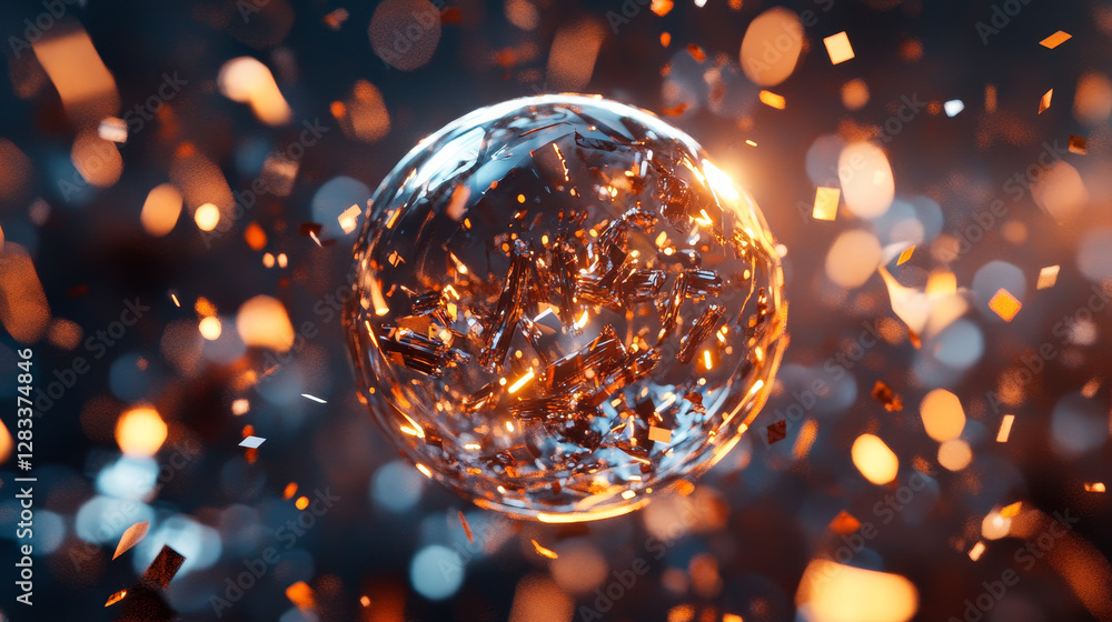Poster exploding festive firecracker/scatter confetti/sphere explodes/vector celebratory background/explodi