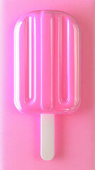 Bright pink popsicle against a vibrant pink background.