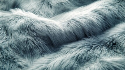 Fototapeta premium A macro close-up of fur transitioning from muted sage green to light gray, silky textures arranged in organic rippling folds, fine strands highlighted under soft, natural light, photorealistic detail,