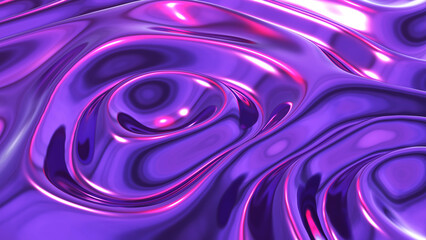 Liquid purple chrome waves background, shiny and lustrous metal pattern texture.