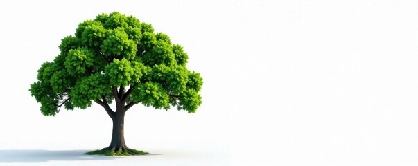 Naklejka premium Dense foliage of a single tree on a clean white background, isolated nature, botanical images, greenery