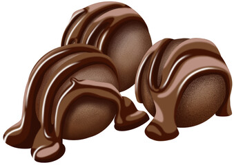 chocolate candies on white background