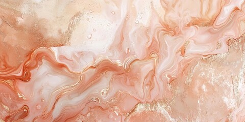 Fototapeta premium Abstract peach marble texture with fluid lines and shimmering gold accents