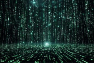 Digital Rain Abstract Background Green Code Matrix Technology Futuristic Digital Art Design Illustration Modern Graphic Wallpaper Neon Green Lines    