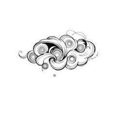 Fototapeta premium Line Art Sketch of a Cloud with Intricate Circular Patterns, Scratchboard Style Generative AI Raster Illustration