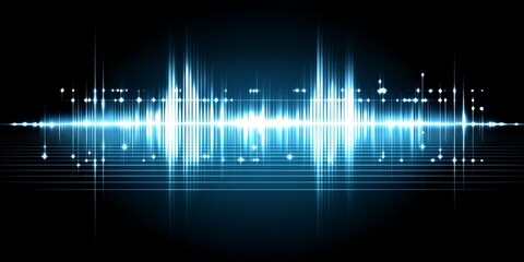 Abstract Blue Light Waveform Background Digital Sound Music Technology
