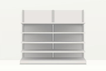 Empty White Retail Shelves in Minimalist Setting