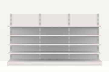 Empty White Retail Shelves in Minimalist Setting