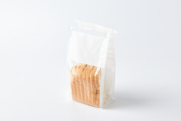 Sliced Bread Packaged in a Clear Bag on a White Background