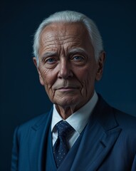 Fototapeta premium An elderly man in formal attire in close up portrait on a plain white background