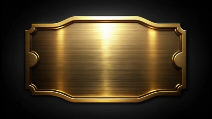 Metallic Gold Plate on Black Background with Reflection, dark backdrop