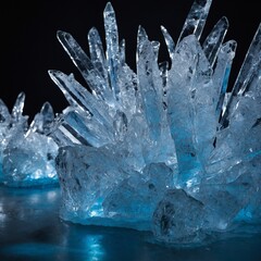 ice on black background
