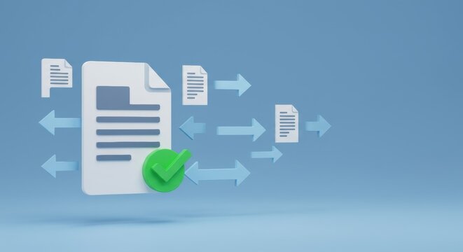 Document Workflow Automation with Approval Process, 3D Rendering