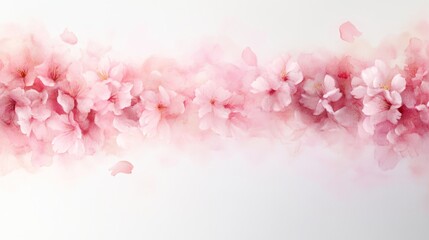 Obraz premium Delicate Pink Cherry Blossom Flowers on Soft White Background