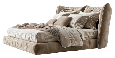 PNG Contemporary bed furniture cushion pillow.