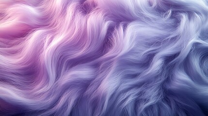 Obraz premium A macro shot of ombre fur blending lilac to silver-gray, intricate fine strands glowing under subtle lighting, smooth flowing textures arranged in natural swirls, photorealistic finish,