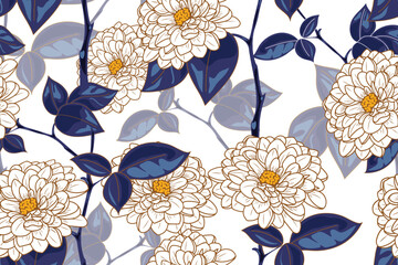 Seamless pattern of floral concept with vintage style
