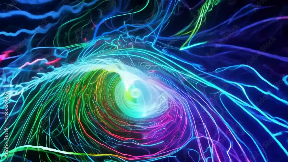 Poster a mesmerizing display of colors swirls together in a beautiful abstract formation, showcasing intric