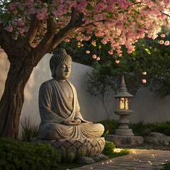 buddha statue in the gardenstatue of buddha in the garden .Buddha with the four Guardians at Hasedera Temple in Kamakura. 