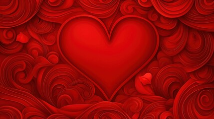 Luxurious Elegant Red Heart Design with Swirling Patterns and Texture