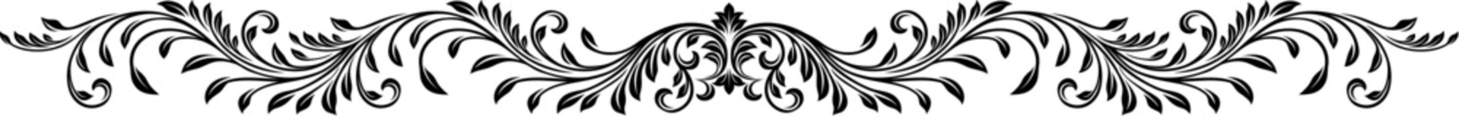 A filigree heraldic crest calligraphic motif, floral pattern horizontal divider design element. Original design in a vintage style. © Christos Georghiou