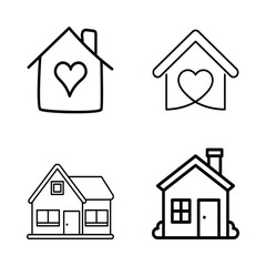 Fototapeta premium House Icons Simple Black and White Designs Minimalist Graphics