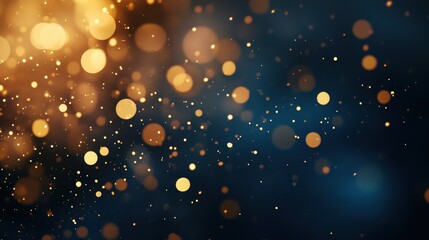 Bokeh lights background with golden and blue glimmering orbs creating a festive atmosphere for celebrations, events, parties, and holiday themes.