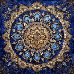 Obraz premium Intricate Gold and Blue Mandala Art Stunning Decorative Wall Decor