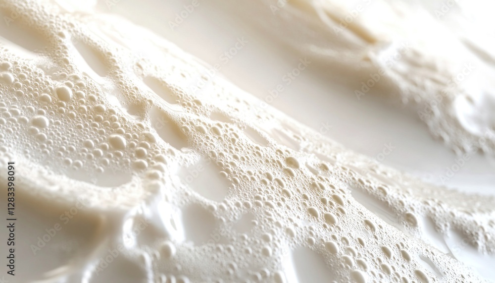 Aufkleber milk surface covered with bubbles creating a soft texture