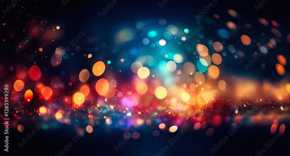 Aufkleber vibrant bokeh lights create a mesmerizing and festive atmosphere against a dark backdrop, with glowi
