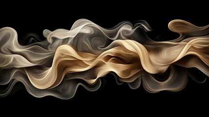 Elegant Swirls of Smoke in Beige, Gold, and Black Against Dark Background