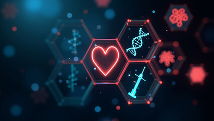 Fototapeta premium Abstract Medical Background - Digital Illustration of DNA Structure | Futuristic Healthcare & Medical Technology Concept 