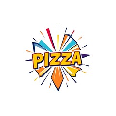 Pop Art Style Logo Illustration of a Full Pizza, Bold and Vibrant Graphic Design for Food Branding
